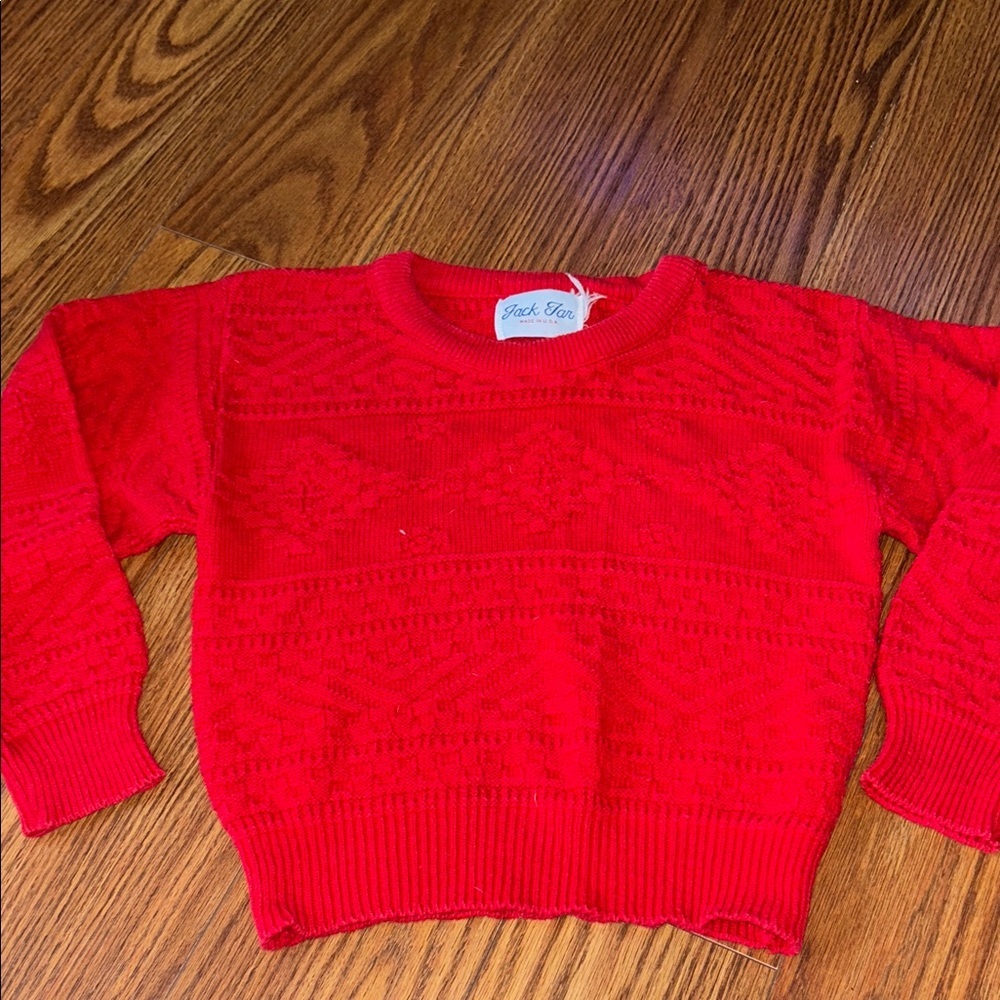 Vintage 90s Jack Tar Made In The USA Cable Knit Textured Kids Sweater Size‎ 5/6